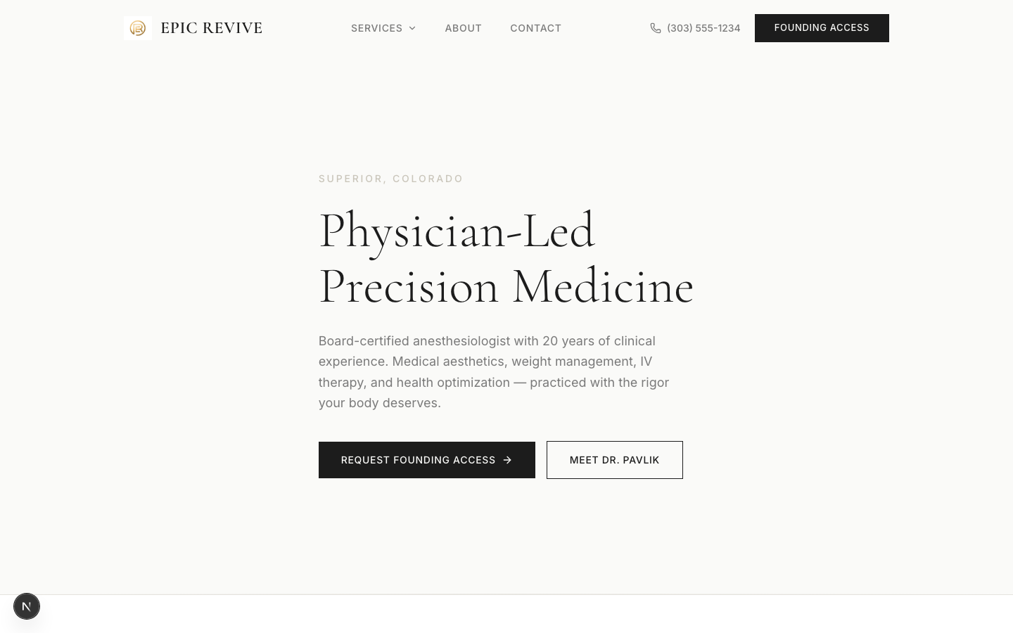 Epic Revive website screenshot